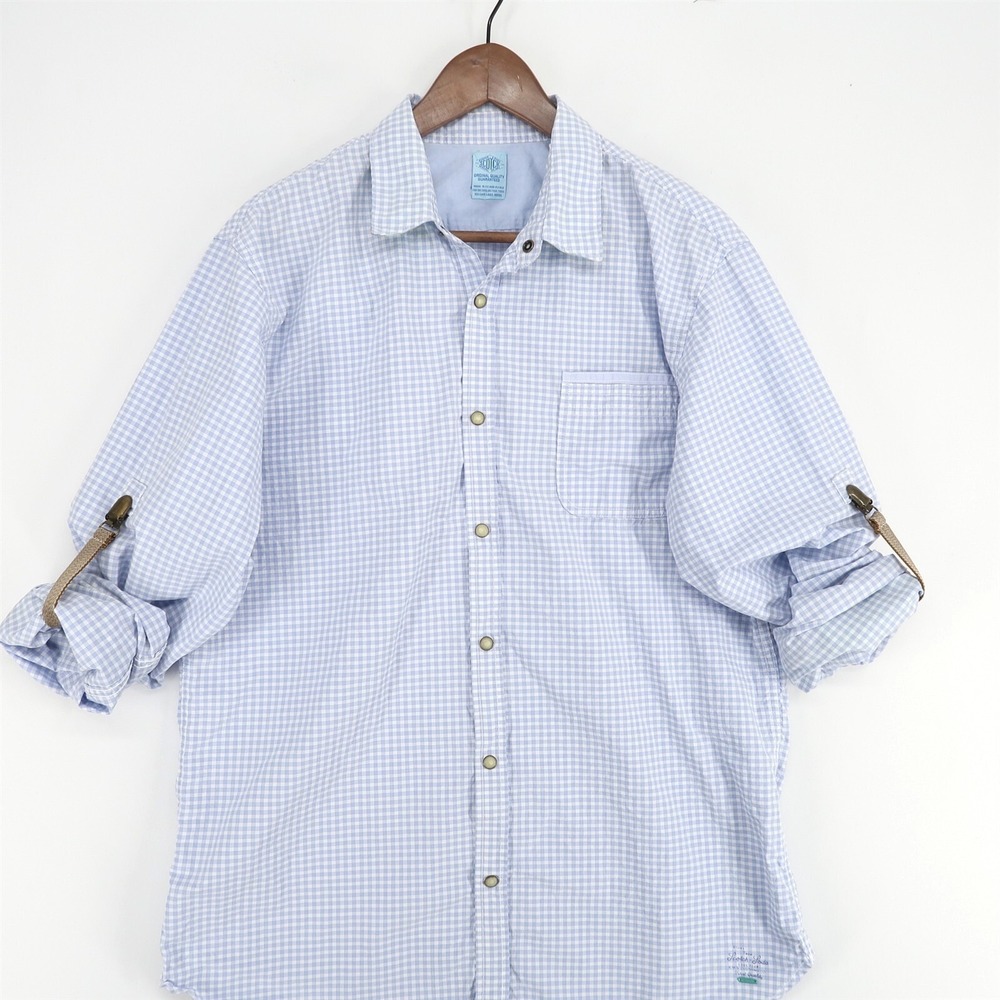 Scotch and Soda Shirt Mens XL Blue Plaid Long Sleeve Roll Tab Cotton Flip Cuff - Picture 3 of 16